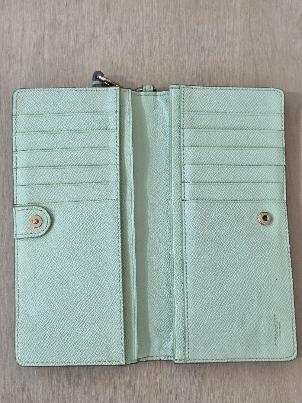 Coach Mint Leather Wristlet Wallet